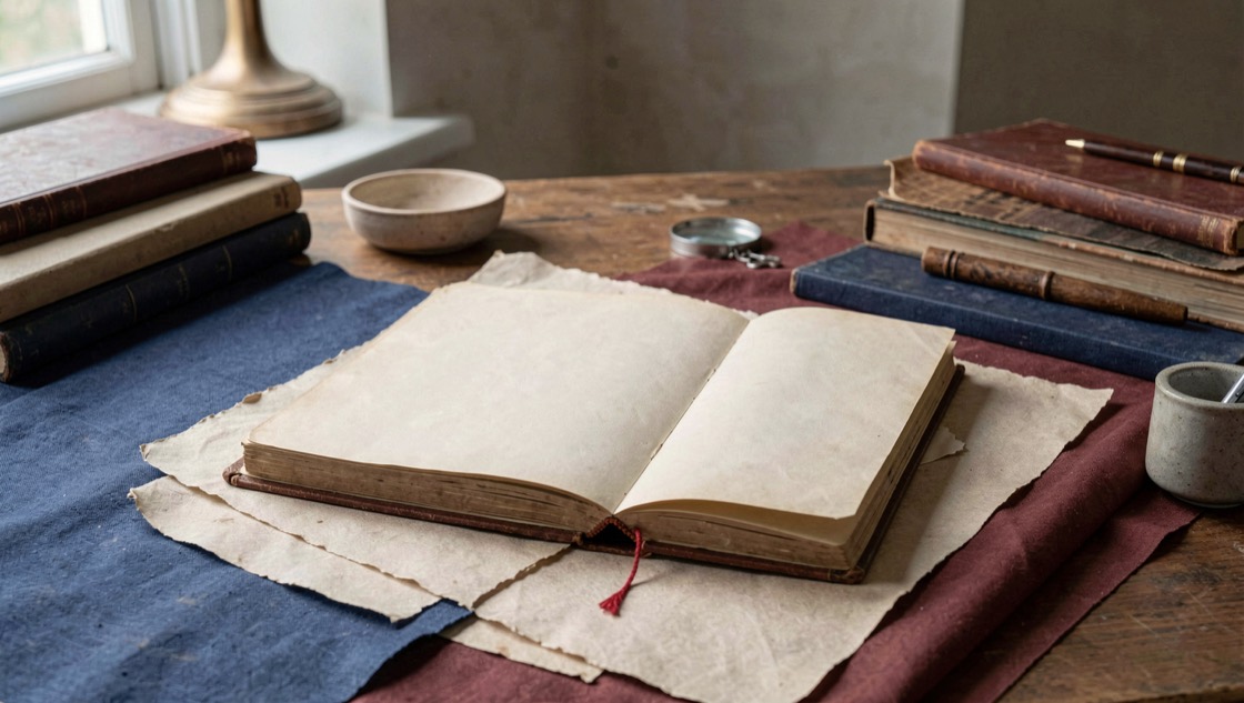 A quiet research table with notes related to Lincoln's words about Jesus and Christianity